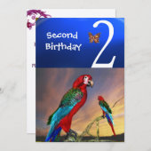 HYPER PARROTS/Second Birthday Party, Champagne Kaart (Voorkant / Achterkant)