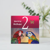 HYPER PARROTS/Second Birthday Party,Fuchsia Blue Kaart (Staand voorkant)