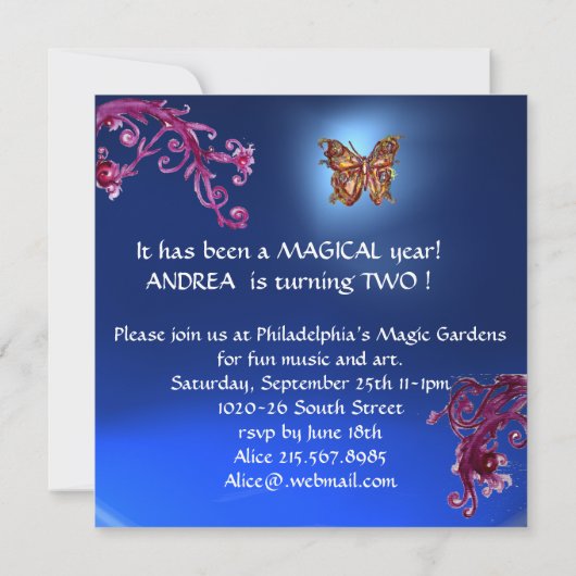 HYPER PARROTS/Second Birthday Party,Fuchsia Blue Kaart (Achterkant)