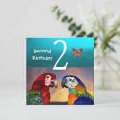 HYPER PARROTS/Second Birthday Party, Turquase Kaart (Staand voorkant)