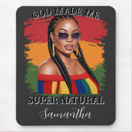 Hyper realistische curvy zwarte vrouw, zwarte gesc muismat