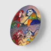 HYPER ROTS, BLAUWE ARA, KLORFULE REFLECTIES RONDE KLOK (Hoek)