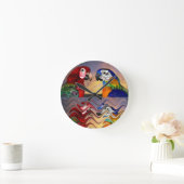 HYPER ROTS, BLAUWE ARA, KLORFULE REFLECTIES RONDE KLOK (Huis)