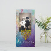 HYPER VALENTIJN, Blauwe Groene Goudsparken Feestdagenkaart (Staand voorkant)