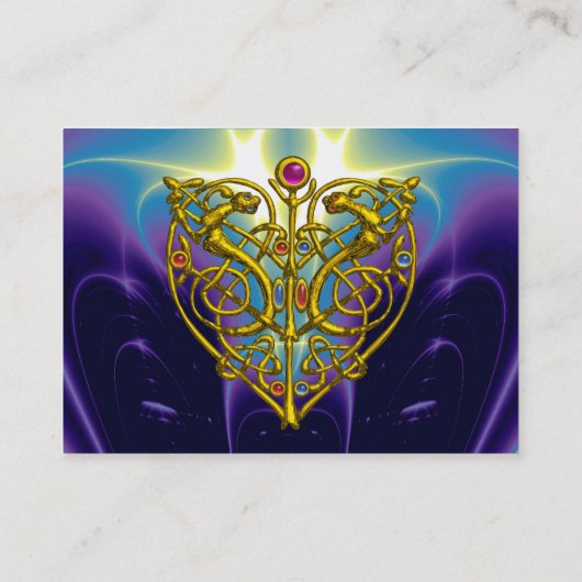HYPER VALENTIJN Gold Celtic Heart Blue Paars Visitekaartje (Achterkant)