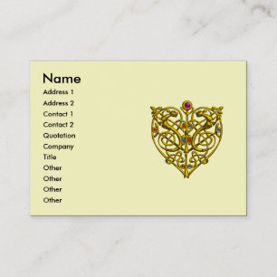 HYPER VALENTIJN, GOLD CELTIC HEART Cream Black Visitekaartje