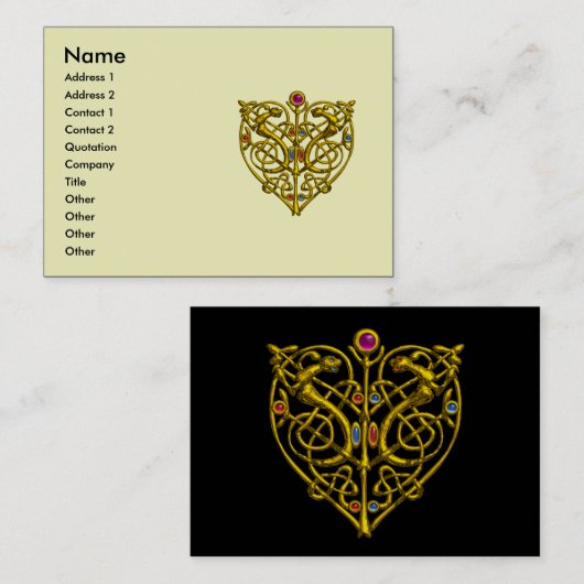 HYPER VALENTIJN, GOLD CELTIC HEART Cream Black Visitekaartje (Voorkant / Achterkant)