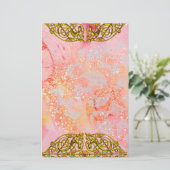 HYPER VALENTIJN / GOLD CELTIC HEART Pink Sparkles Briefpapier (Staand voorkant)