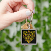 HYPER VALENTIJN/GOLD CELTIC KNOT HEART Black Sleutelhanger (Hand)