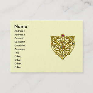 HYPER VALENTIJN, GOLD CELTIC KNOT HEART Ivory Visitekaartje