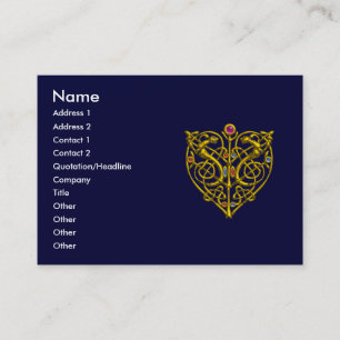 HYPER VALENTIJN, GOLD CELTIC KNOT HEART JEWEL Blue Visitekaartje