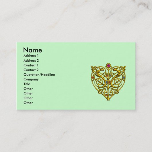 HYPER VALENTIJN, GOLD CELTIC KNOT HEART JEWEL Gree Visitekaartje (Voorkant)