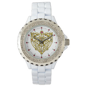 HYPER VALENTIJN, GOUDE CELTISCHE KENNIS HEART Whit Horloge
