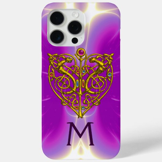 HYPER VALENTIJN HEART MONOGRAM Pink Fuchsia Paars Case-Mate iPhone Case (Achterkant)