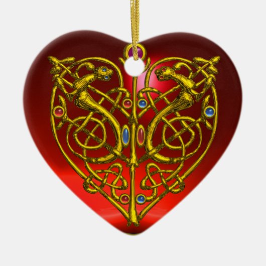 HYPER VALENTIJN HEART Red Ruby en Blue Sapphire Keramisch Ornament (Voorkant)