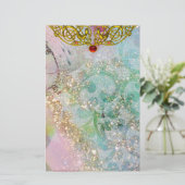 HYPER VALENTIJN / RUBY GOLD CELTIC HEART, blauw Briefpapier (Staand voorkant)