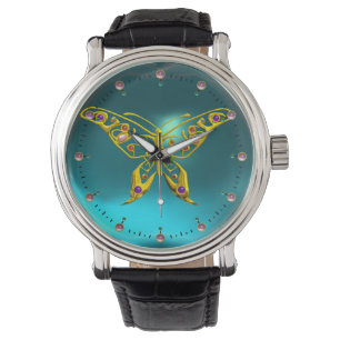 HYPER VLINDER,Blauwgroen Turquoise Blauw Horloge