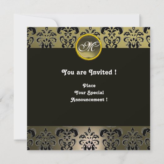 HYPER VLINDER MONOGRAM, grijs damast agaat Kaart (Achterkant)