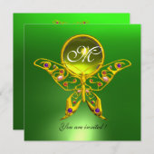 HYPER VLINDER MONOGRAM, groen, geel topaas Kaart (Voorkant / Achterkant)