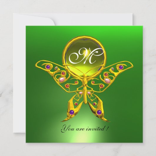 HYPER VLINDER MONOGRAM, groen, geel topaas Kaart (Voorkant)