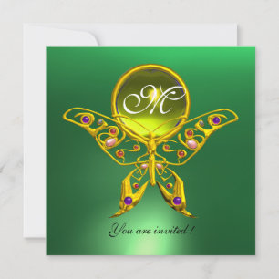 HYPER VLINDER MONOGRAM, groen, gele topaas Kaart