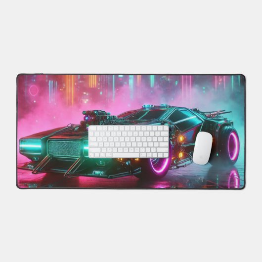 Hyper voiture Synthwave dans le Mat de bureau de N (Clavier et souris)