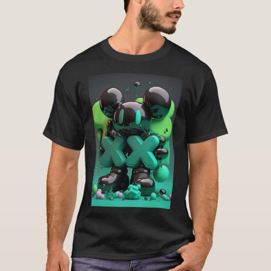 Hyperbeast Kaws Metal Print Design T-shirt (Voorkant)
