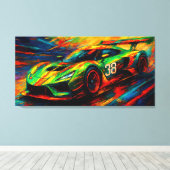 hypergestileerde raceauto canvas afdruk (Insitu (Houten vloer))
