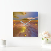 HYPERION WORLD, ALIEN SEASCAPE SKY, CLOUDS Sci-Fi Vierkante Klok (Huis)