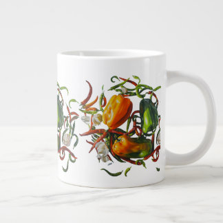 Hyperrealistisch stilleven met paprika's en knoflo extra grote beker