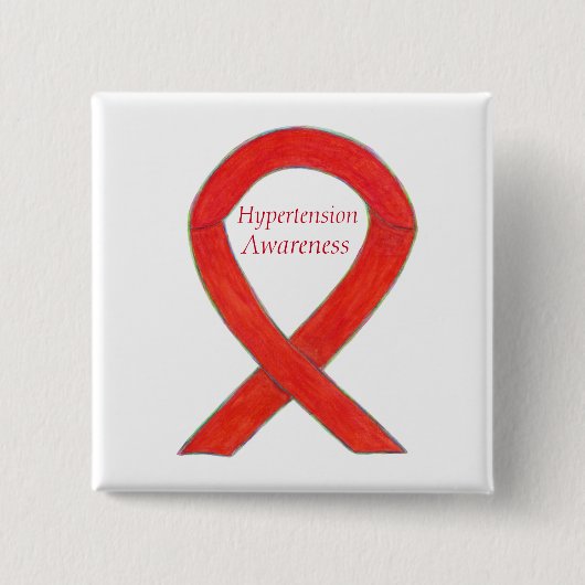 Hypertensie (HTN) Bewustmaking Red Ribbon Custom P Vierkante Button 5,1 Cm (Voorkant)