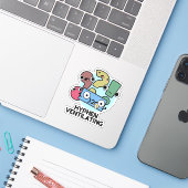 Hyphen Ventiling Funny Punctuation Pun Sticker (Laptop met iPhone)