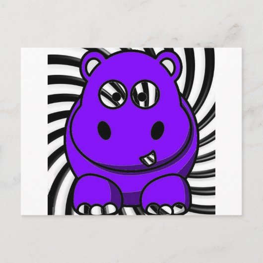 Hypno Hippo Paars Briefkaart (Voorkant)
