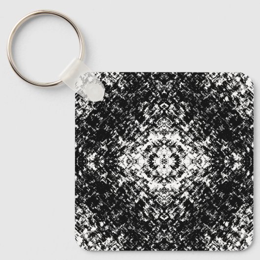 Hypnotic Abstract Black And White Modern Art Sleutelhanger (Voorkant)