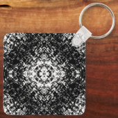Hypnotic Abstract Black And White Modern Art Sleutelhanger (Achterkant)