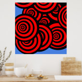 Hypnotic Red Black en Blue Spirals Poster (Keuken)