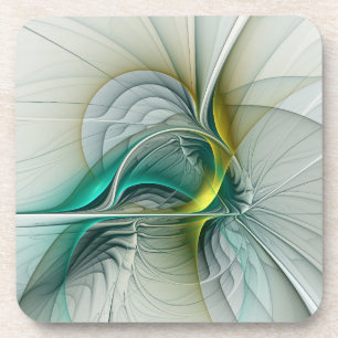 Hypnotische Abstracte Golden Turquoise Blauwgroen  Bier Onderzetter