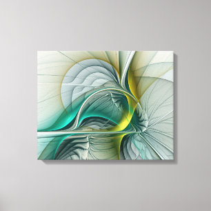 Hypnotische Abstracte Golden Turquoise Blauwgroen Canvas Afdruk