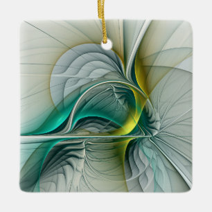 Hypnotische Abstracte Golden Turquoise Blauwgroen Keramisch Ornament