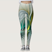 Hypnotische Abstracte Golden Turquoise Blauwgroen Leggings (Voorkant)