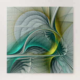Hypnotische Abstracte Golden Turquoise Blauwgroen Legpuzzel