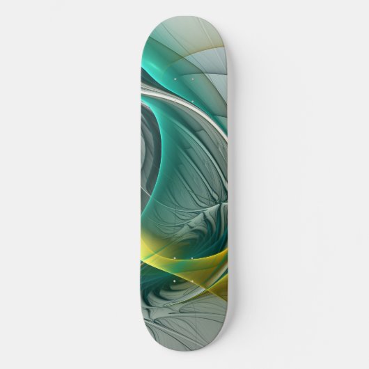 Hypnotische Abstracte Golden Turquoise Blauwgroen Skateboard (Voorkant)