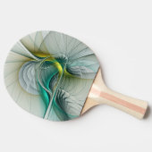 Hypnotische Abstracte Golden Turquoise Blauwgroen Tafeltennisbatje (Zijkant)