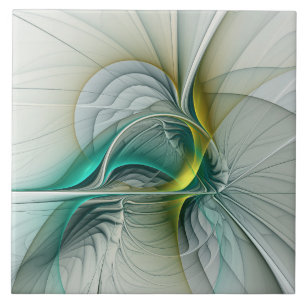 Hypnotische Abstracte Golden Turquoise Blauwgroen  Tegeltje
