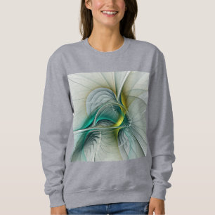 Hypnotische Abstracte Golden Turquoise Blauwgroen Trui