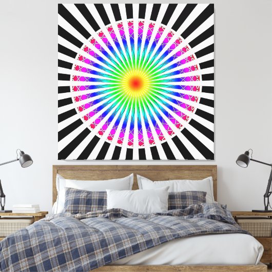 Hypnotische bloem opgerekt canvasprint canvas afdruk (Insitu (Slaapkamer))