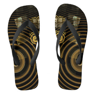 Hypnotische Gouden Golven Moderne Abstracte Kunst Teenslippers