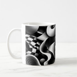 Hypnotische monochrome geometrie – 3D optische ill Koffiemok