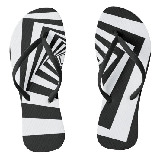 Hypnotische optische illusie zwart-wit teenslippers (Voetbed)