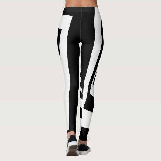 Hypnotische zwarte & witte optische illusie leggings (Achterkant)
